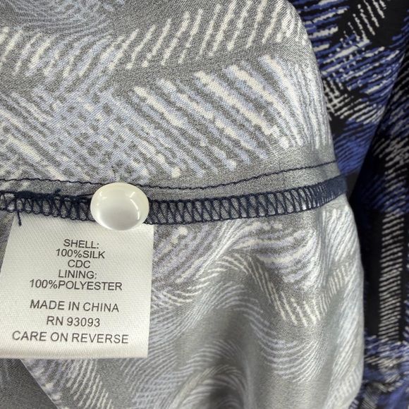 Tyler Boe women’s bell long sleeve silk sheath dress blue black pattern size s - Picture 3 of 7